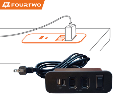 ST-064-1A1C Taiwan BSMI approved extension cord, embedded outlets + TYPE C PD fast charging + TYPE A charging port